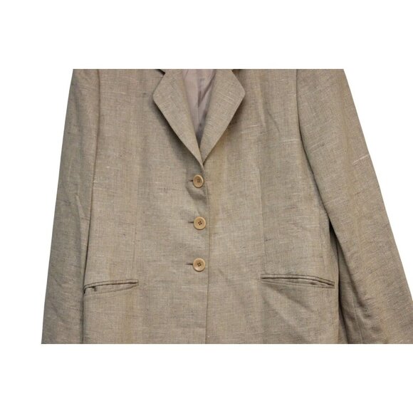 Zanella Blazer Size 12 Beige Linen Silk Wool Minimalist Career Business Italian - Picture 3 of 10